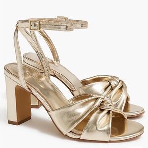 J. Crew Gold Twisted Heeled Sandals